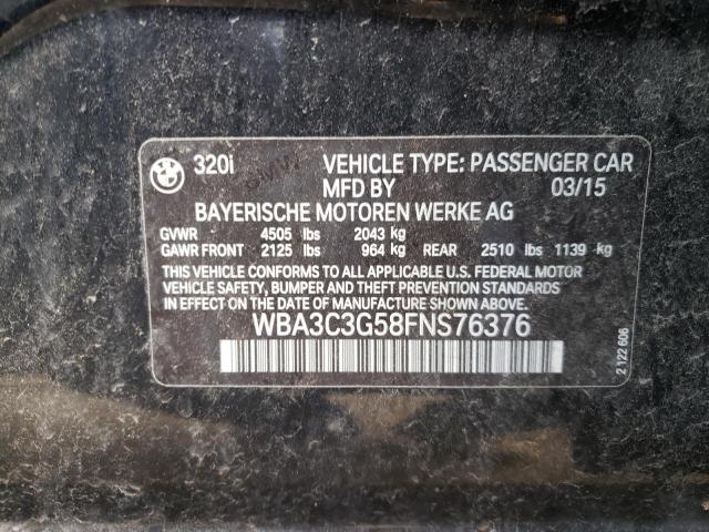 Photo 10 from auction – 2015 BMW 320 I XDRI with VIN WBA3C3G58FNS76376