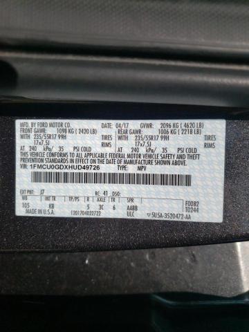 Photo 10 from auction – 2017 FORD ESCAPE SE with VIN 1FMCU0GDXHUD49726