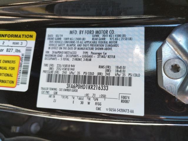 Photo 10 from auction – 2019 FORD FUSION SE with VIN 3FA6P0HD1KR216333