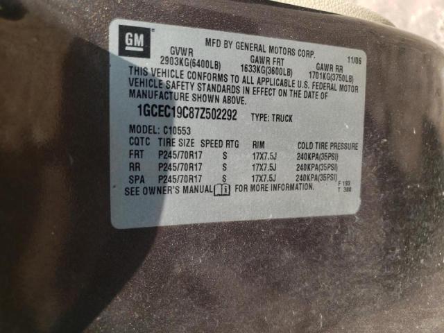 Photo 10 from auction – 2007 CHEVROLET SILVERADO with VIN 1GCEC19C87Z502292