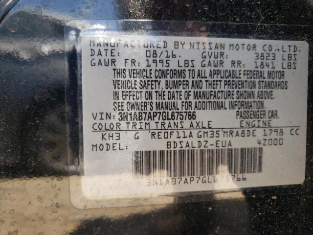 Photo 10 from auction – 2016 NISSAN SENTRA S with VIN 3N1AB7AP7GL675766