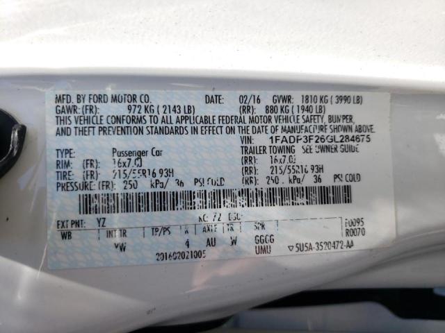 Photo 10 from auction – 2016 FORD FOCUS SE with VIN 1FADP3F26GL284675