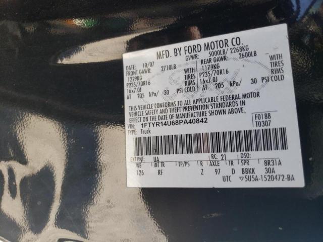 Photo 10 from auction – 2008 FORD RANGER SUP with VIN 1FTYR14U68PA40842