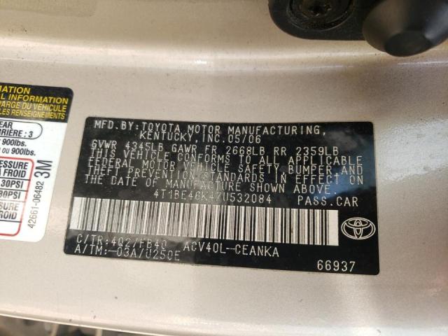 Photo 10 from auction – 2007 TOYOTA CAMRY CE with VIN 4T1BE46K47U532084