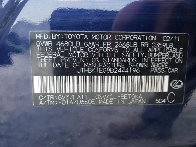 Photo 10 from auction – 2011 LEXUS ES 350 with VIN JTHBK1EG8B2444196