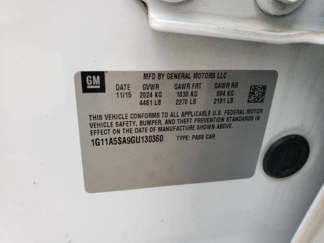 Photo 10 from auction – 2016 CHEVROLET MALIBU with VIN 1G11A5SA9GU130360