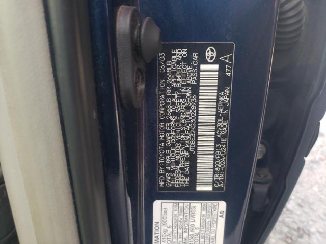 Photo 10 from auction – 2003 TOYOTA CAMRY LE with VIN JTDBE32K230228936