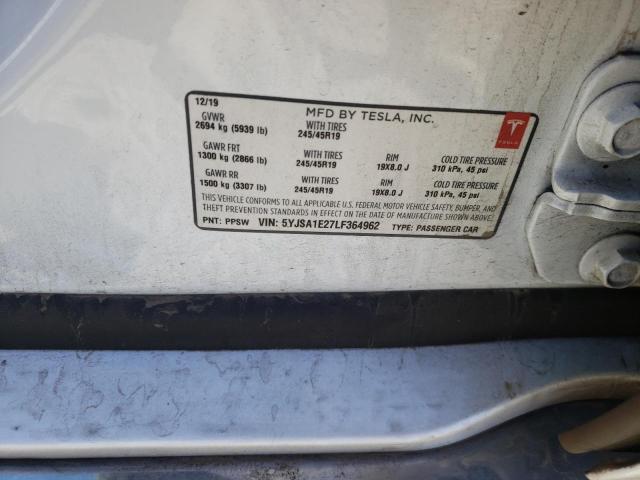 Photo 10 from auction – 2020 TESLA MODEL S with VIN 5YJSA1E27LF364962