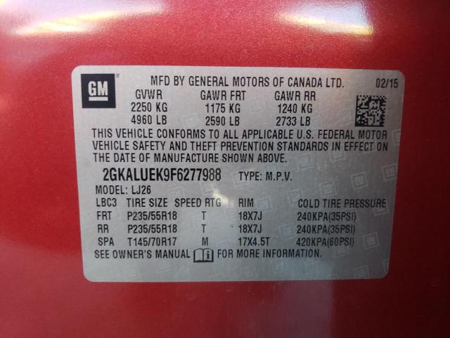 Photo 10 from auction – 2015 GMC TERRAIN DE with VIN 2GKALUEK9F6277988