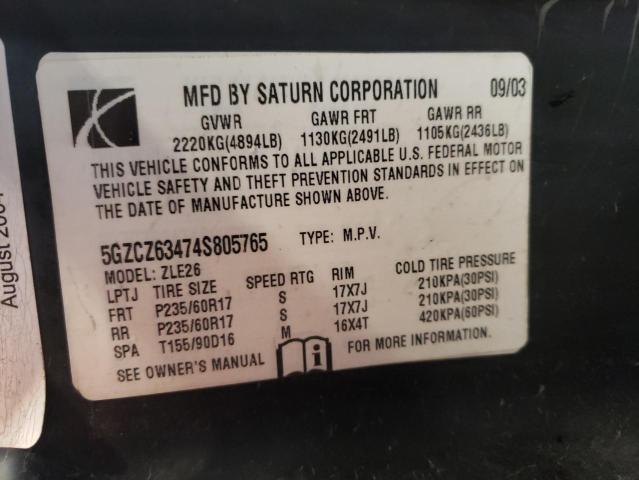 Photo 10 from auction – 2004 SATURN VUE with VIN 5GZCZ23D74S891863