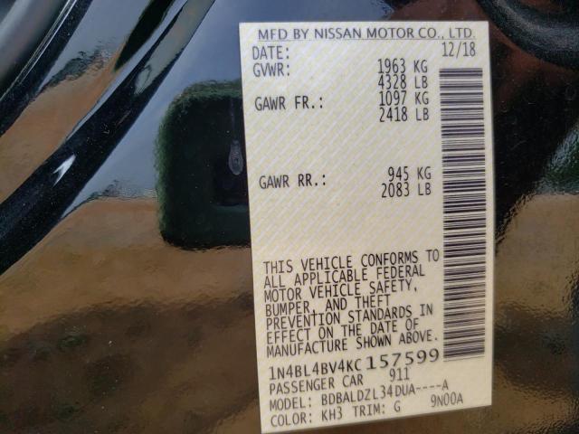 Photo 10 from auction – 2019 NISSAN ALTIMA S with VIN 1N4BL4BV4KC157599