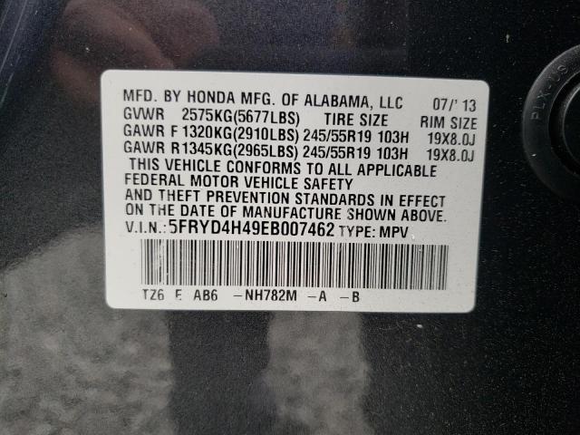 Photo 10 from auction – 2014 ACURA MDX TECHNO with VIN 5FRYD4H49EB007462