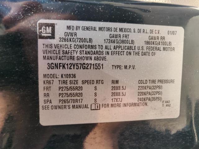 Photo 10 from auction – 2007 CHEVROLET AVALANCHE with VIN 3GNFK12Y57G271551