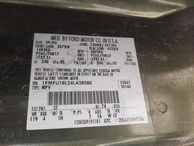 Photo 10 from auction – 2004 FORD EXPEDITION with VIN 1FMFU18L24LA28580