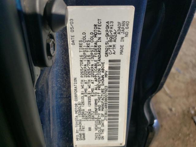 Photo 10 from auction – 2003 TOYOTA 4RUNNER SR with VIN JTEBU14R838007923