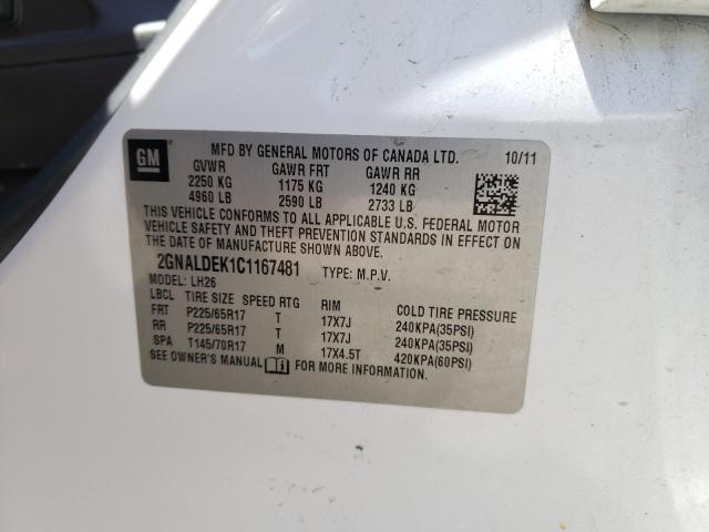 Photo 10 from auction – 2012 CHEVROLET EQUINOX LT with VIN 2GNALDEK1C1167481