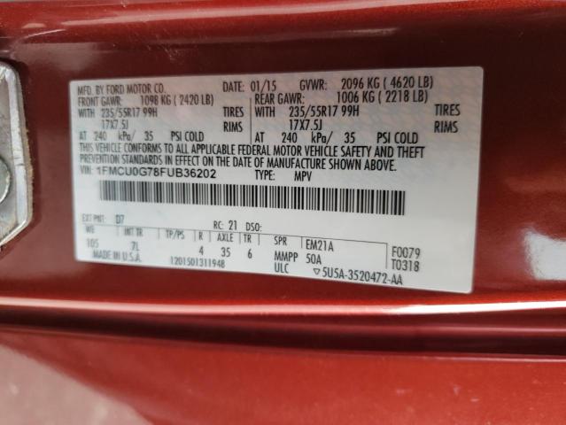 Photo 10 from auction – 2015 FORD ESCAPE SE with VIN 1FMCU0G78FUB36202