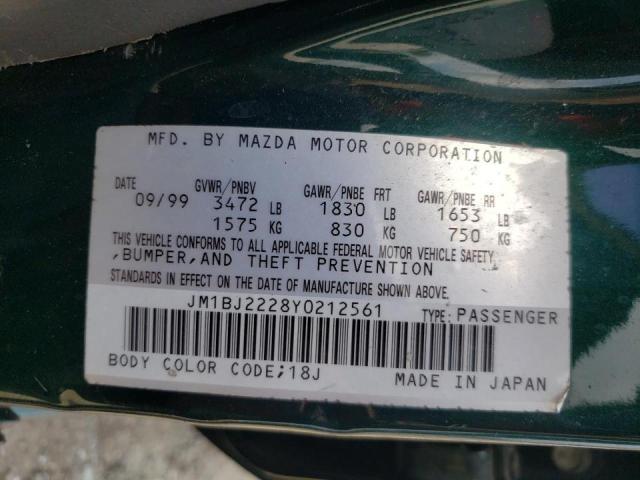 Photo 10 from auction – 2000 MAZDA PROTEGE DX with VIN JM1BJ2228Y0212561