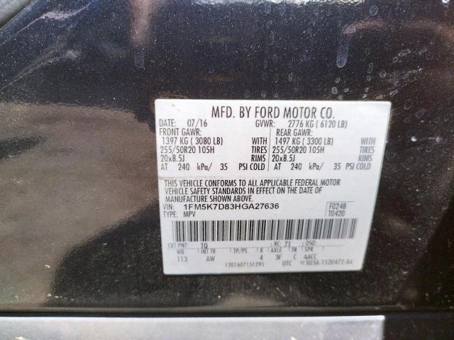 Photo 10 from auction – 2017 FORD EXPLORER X with VIN 1FM5K7D83HGA27636