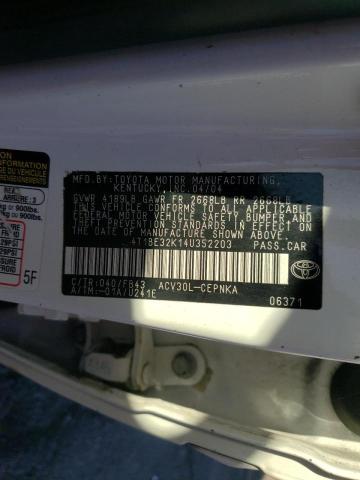 Photo 10 from auction – 2004 TOYOTA CAMRY LE with VIN 4T1BE32K14U352203