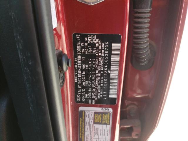 Photo 10 from auction – 2014 KIA SORENTO LX with VIN 5XYKT4A64EG536736