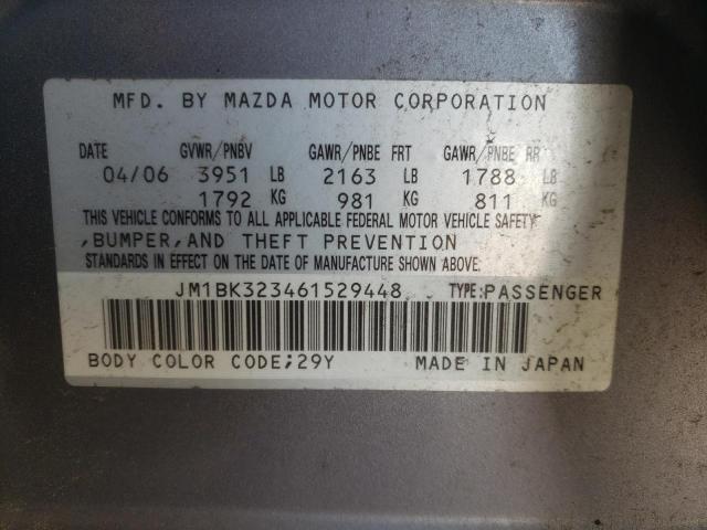 Photo 10 from auction – 2006 MAZDA 3 S with VIN JM1BK323461529448