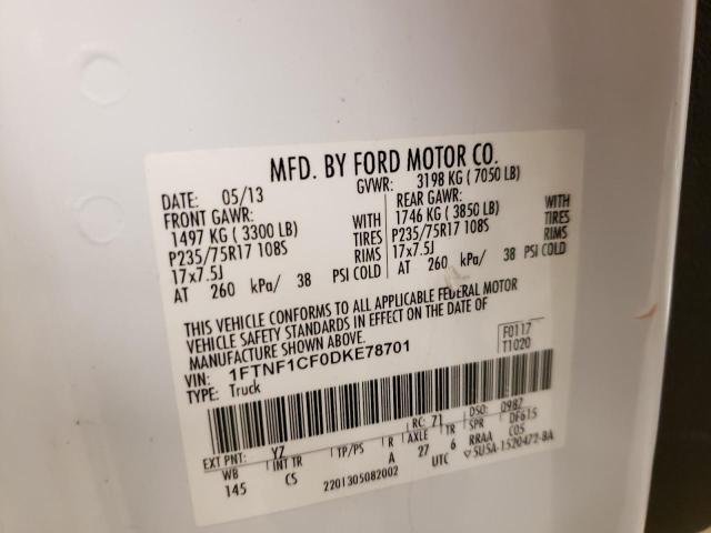 Photo 10 from auction – 2013 FORD F150 with VIN 1FTNF1CF0DKE78701