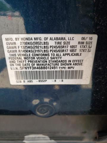 Photo 10 from auction – 2011 HONDA PILOT EX with VIN 5FNYF3H46BB012491
