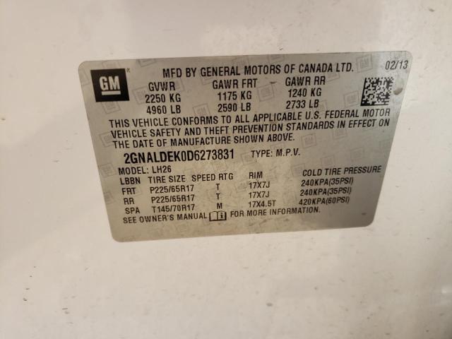 Photo 10 from auction – 2013 CHEVROLET EQUINOX LT with VIN 2GNALDEK0D6273831