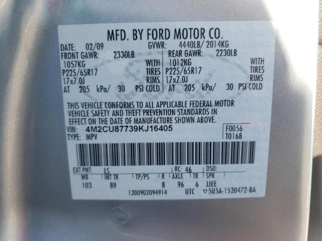 Photo 10 from auction – 2009 MERCURY MARINER PR with VIN 4M2CU87739KJ16405