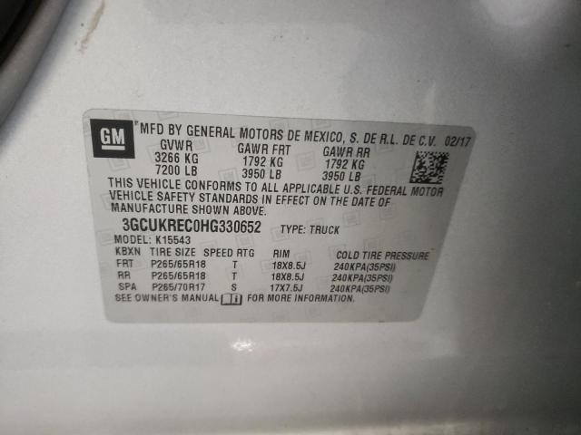 Photo 10 from auction – 2017 CHEVROLET SILVERADO with VIN 3GCUKREC0HG330652