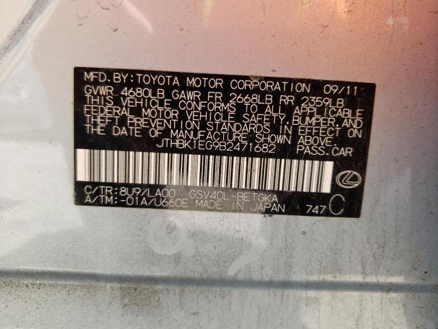 Photo 10 from auction – 2011 LEXUS ES 350 with VIN JTHBK1EG9B2471682