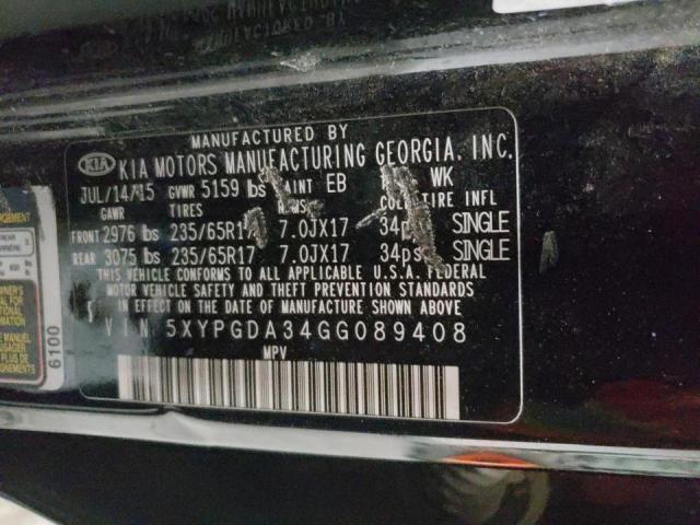 Photo 10 from auction – 2016 KIA SORENTO LX with VIN 5XYPGDA34GG089408