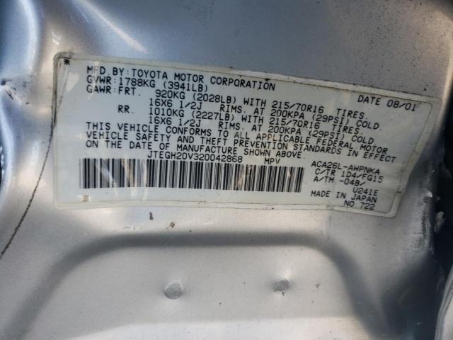 Photo 10 from auction – 2002 TOYOTA RAV4 4D 4W with VIN JTEGH20V320042868
