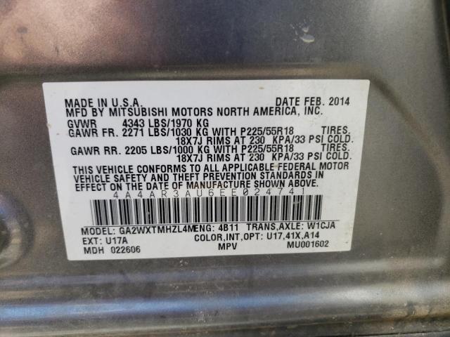 Photo 10 from auction – 2014 MITSUBISHI OUTLANDER with VIN 4A4AR3AU6EE024741