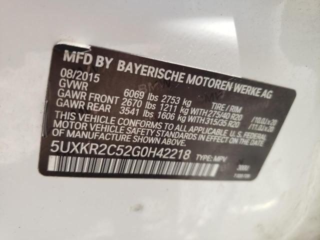 Photo 10 from auction – 2016 BMW X5 SDRIVE3 with VIN 5UXKR2C52G0H42218