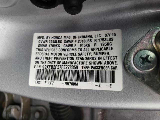 Photo 10 from auction – 2015 HONDA CIVIC LX with VIN 19XFB2F57FE278350