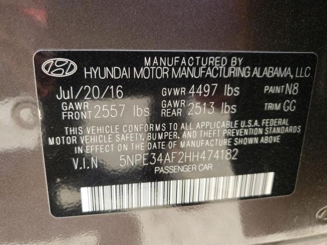 Photo 10 from auction – 2017 HYUNDAI SONATA SPO with VIN 5NPE34AF2HH474182