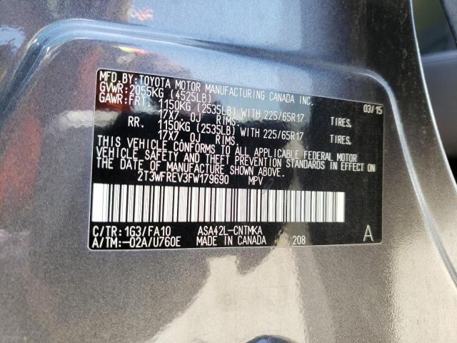 Photo 10 from auction – 2015 TOYOTA RAV4 XLE with VIN 2T3WFREV3FW179690