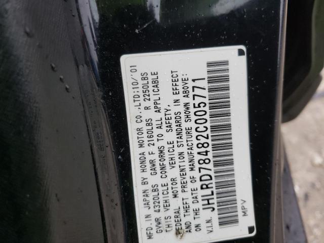 Photo 10 from auction – 2002 HONDA CR-V LX with VIN JHLRD78482C005771