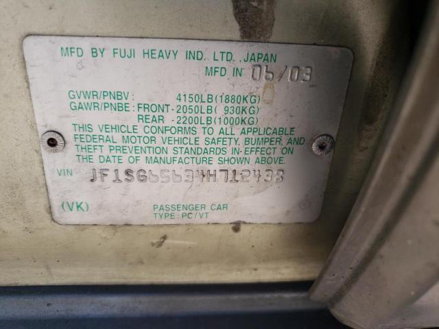 Photo 10 from auction – 2004 SUBARU FORESTER 2 with VIN JF1SG65634H712438