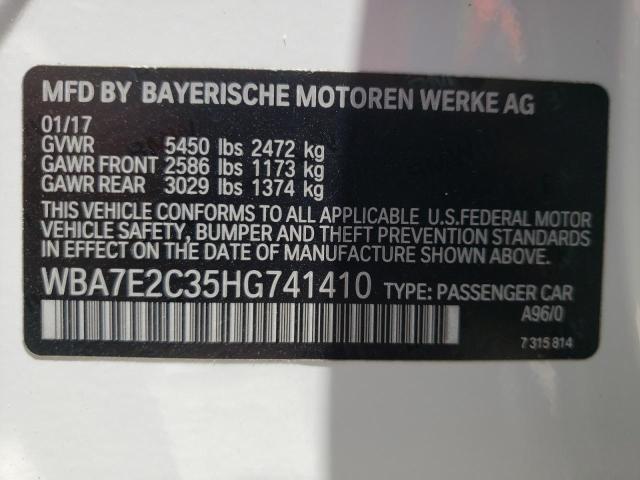 Photo 10 from auction – 2017 BMW 740 I with VIN WBA7E2C35HG741410