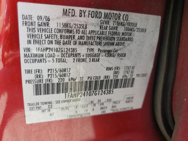 Photo 10 from auction – 2007 FORD FIVE HUNDR with VIN 1FAHP24107G124385