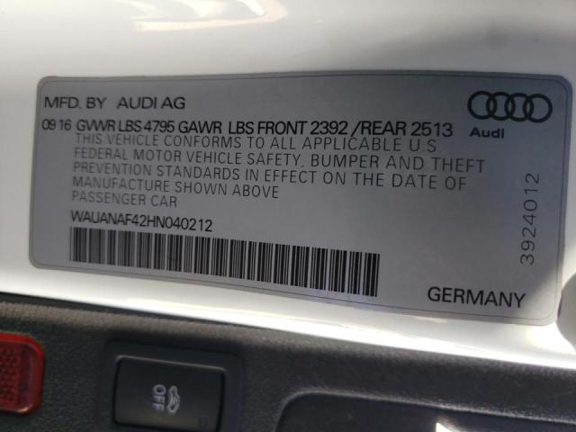 Photo 10 from auction – 2017 AUDI A4 PREMIUM with VIN WAUANAF42HN040212