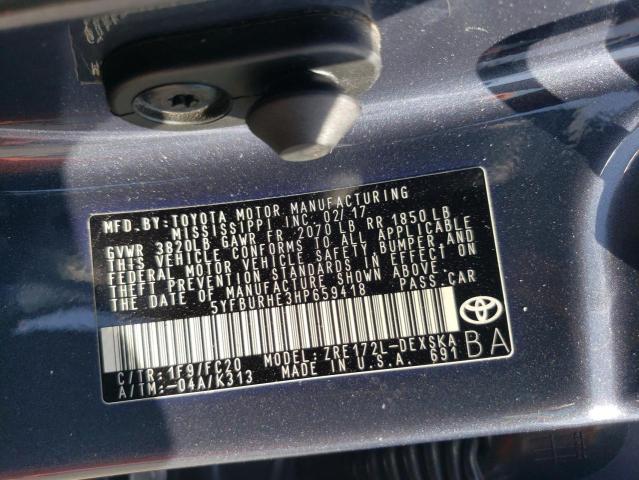 Photo 10 from auction – 2017 TOYOTA COROLLA L with VIN 5YFBURHE3HP659418