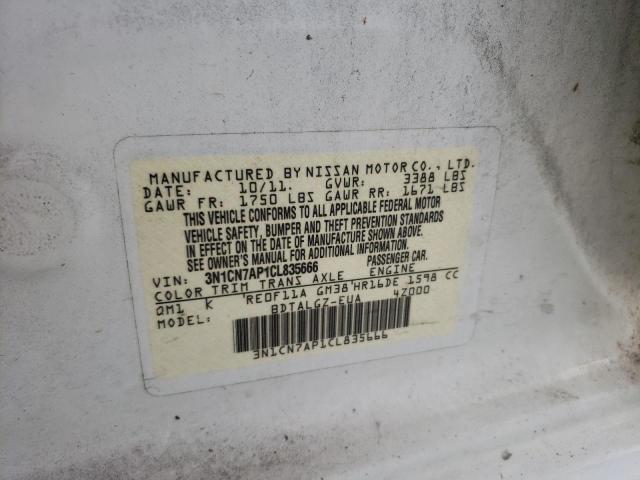 Photo 10 from auction – 2012 NISSAN VERSA S with VIN 3N1CN7AP1CL835666