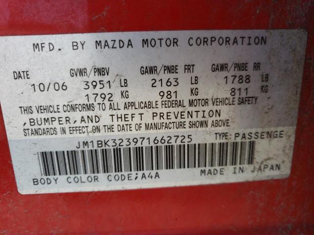 Photo 10 from auction – 2007 MAZDA 3 S with VIN JM1BK323971662725