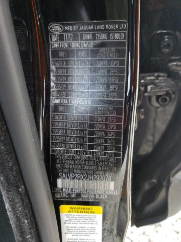 Photo 10 from auction – 2018 LAND ROVER RANGE ROVE with VIN SALVP2RX2JH292078