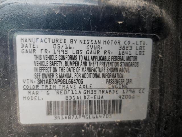 Photo 10 from auction – 2016 NISSAN SENTRA S with VIN 3N1AB7AP9GL664705