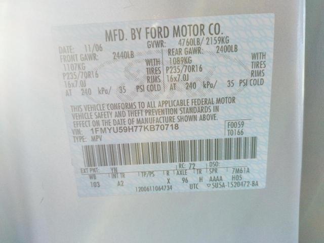 Photo 10 from auction – 2007 FORD ESCAPE HEV with VIN 1FMYU59H77KB70718